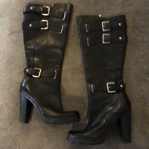 Guess “Martini” Buckle Tall Shaft Boots